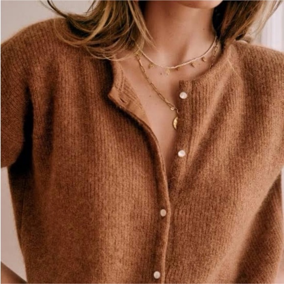 Sezane Sweaters - Sezane Camel Gilet Gaspard Cardigan Mohair Alpaca